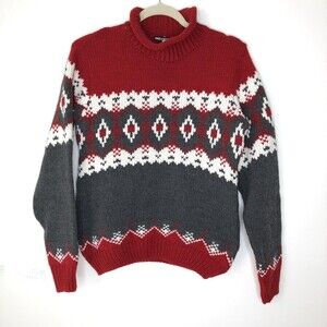 F. LLI Campagnolo Italian Wool Men's Sweater Norwegian Pattern Size S Nordic